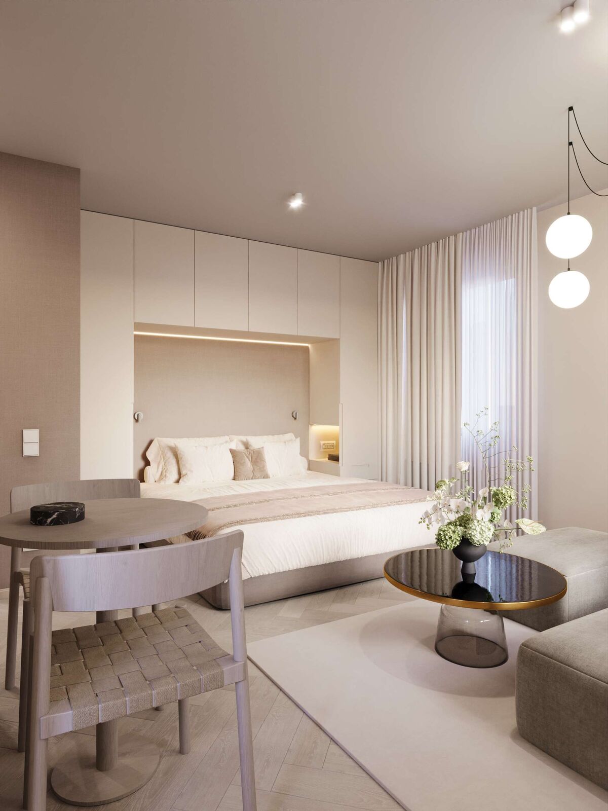 Schlafbereich mit Polsterbett und Leseecke